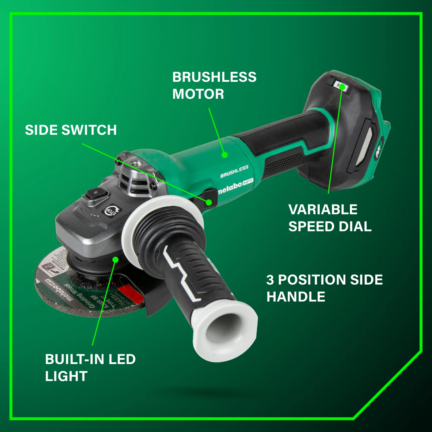 METABO HPT G3612DVEQ6M 36V Vs Grinder, Slide, Bare 4-1/2 in. - Image 3